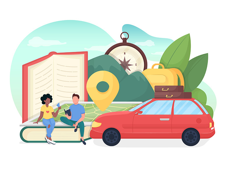 Study abroad flat concept vector illustration
