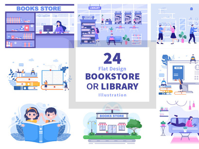 24 Bookstore or Library Illustration