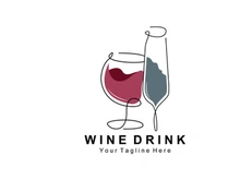 Beverage Wine Logo Design, Glass Illustration, Alcohol Drink Bottle, Company Product Vector