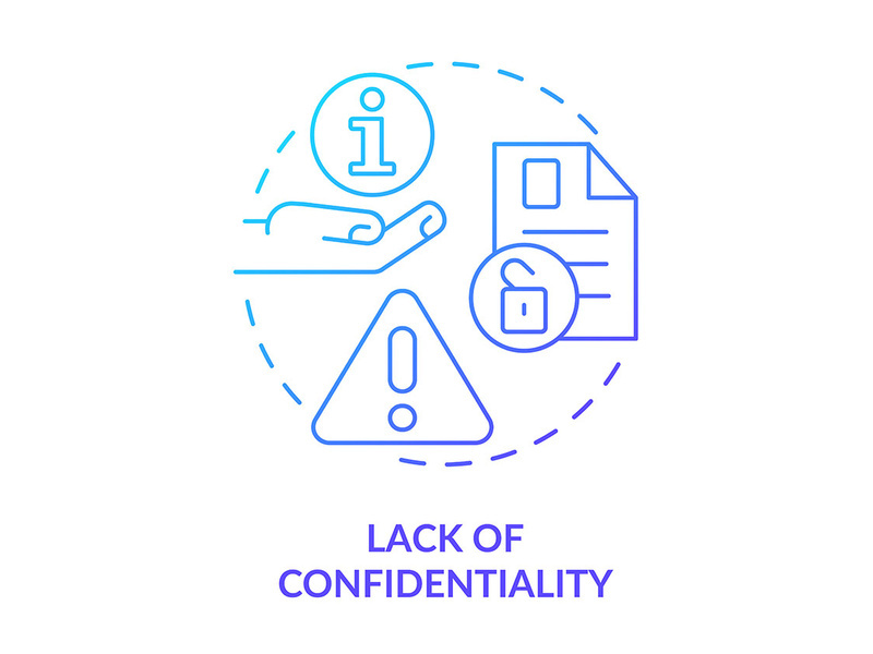 Lack of confidentiality blue gradient concept icon