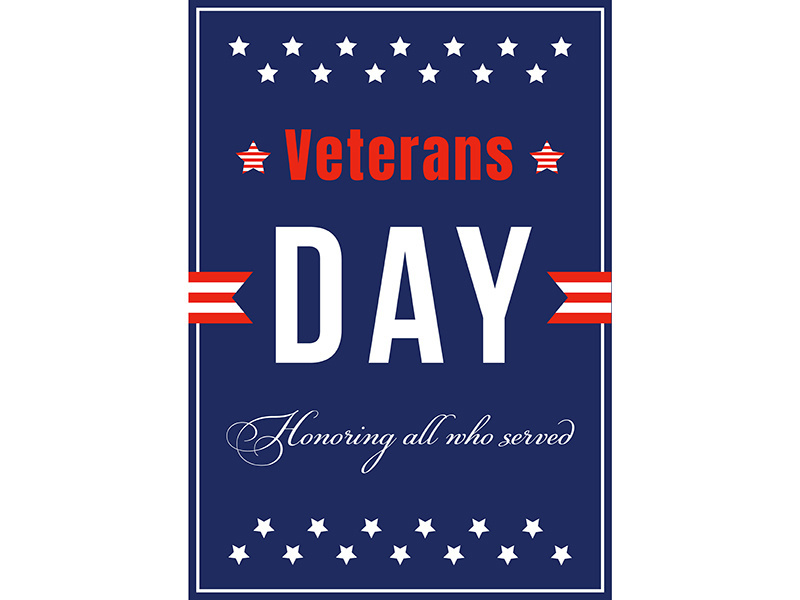 Veterans Day anniversary poster flat vector template
