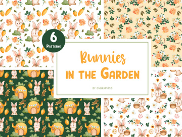 Bunnies in the Garden Seamless Patterns preview picture