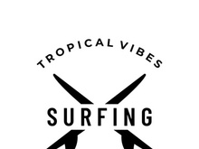 Vintage surfboard logo,surfing on summer beach.For business,badge,holiday, ,label,emblem.