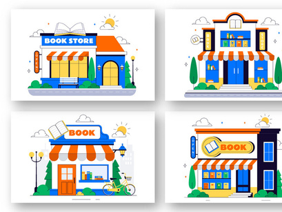 10 Bookstore and Library Illustration