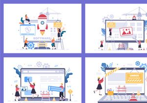 15 Software System Under Maintenance Vector Illustration