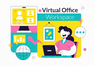 10 Virtual Office Workspace Illustration