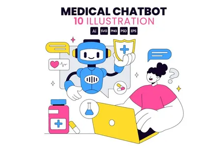 10 Medical Chatbot Vector Illustration