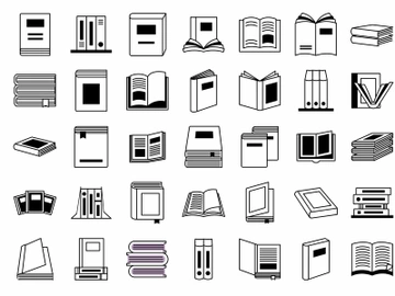 Book icons set vector editable preview picture