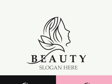 Woman Beauty care logo. fresh Nature beauty face saloon and spa design flat vector preview picture