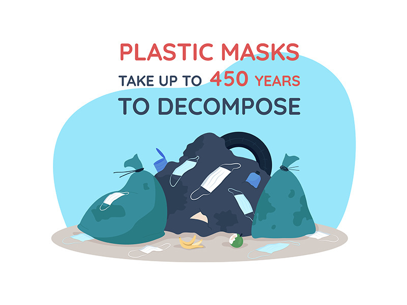Plastic masks 2D vector web banner, poster