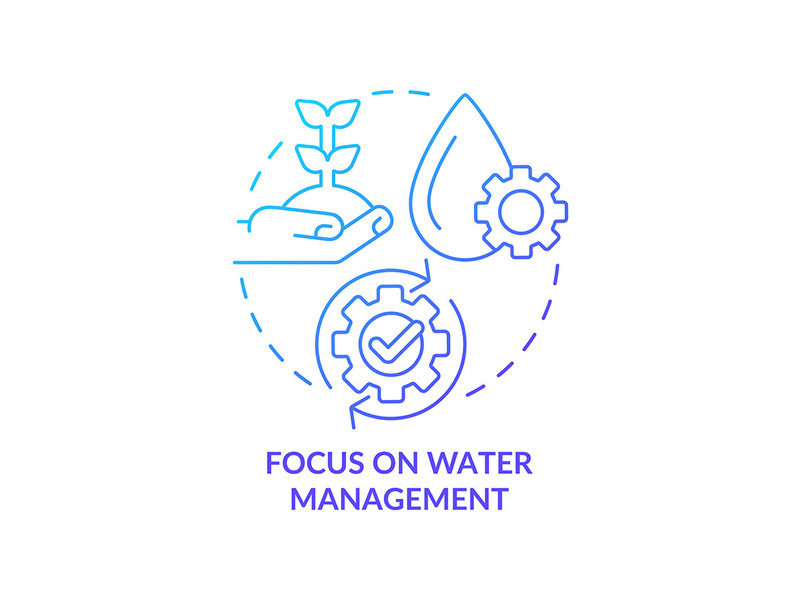 Focus on water management blue gradient concept icon