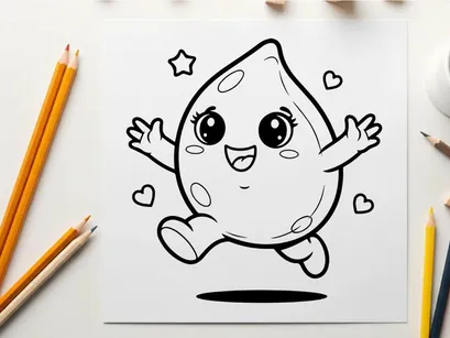 Cute happy moon character waving with stars vector illustration