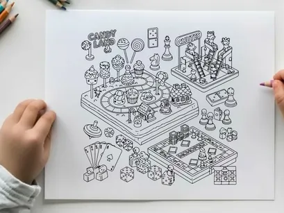 Candy land game board vector illustration flat design