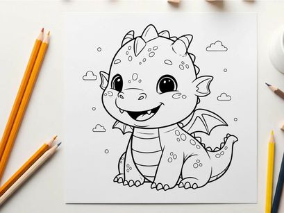 Cute cartoon dragon smiling happy vector illustration