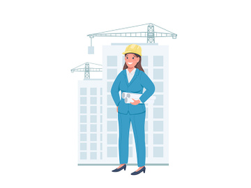 Woman architect flat color vector detailed character preview picture