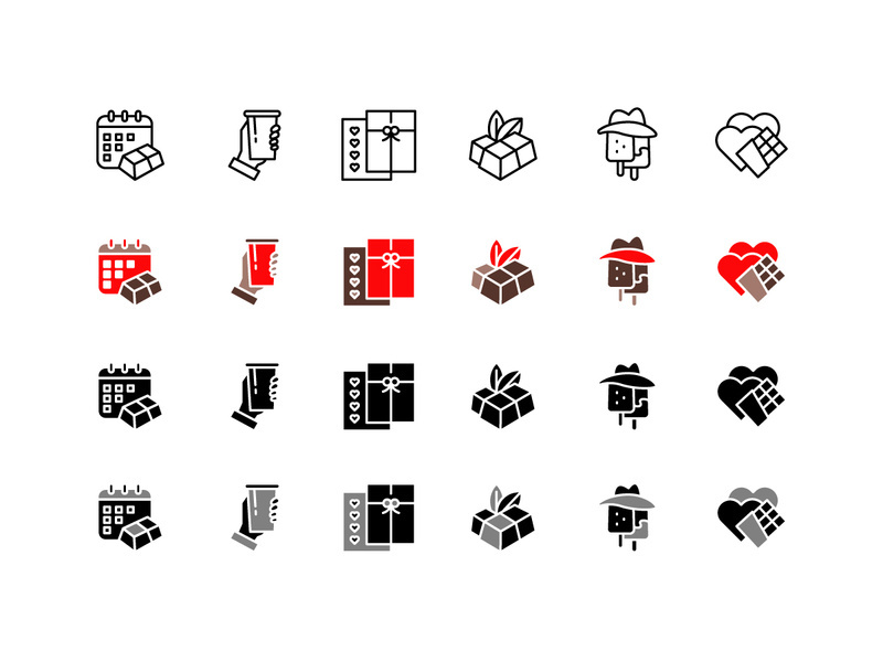 Chocolate Set Icon Pack. Vector Design.