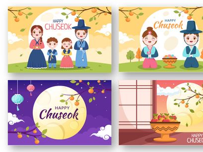 17 Happy Chuseok Day Cartoon Illustration