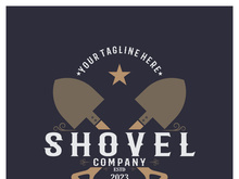 Shovel logo for agriculture, excavation,building, mining foundation. gardening vector set design with leaves