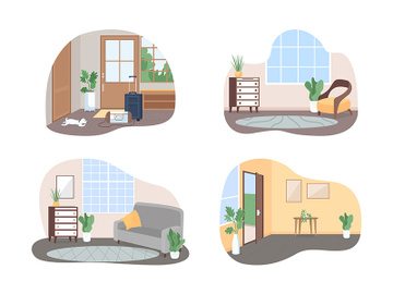 Inside family home 2D vector web banner, poster set preview picture