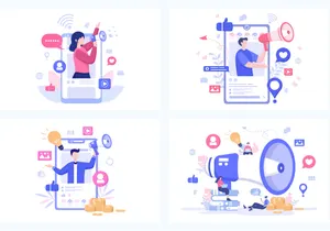 22 Social Media Marketing Flat Illustration