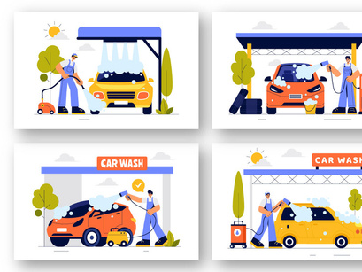 9 Automobile Washing Service Illustration