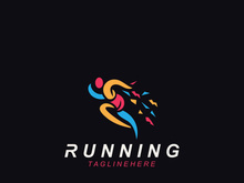 Running sport athlete logo design concept illustration template