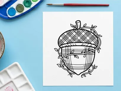 Enfeite de decoração de ambiente em formato de bolota com fio decorativo. Design artesanal com detalhes intrincados.
