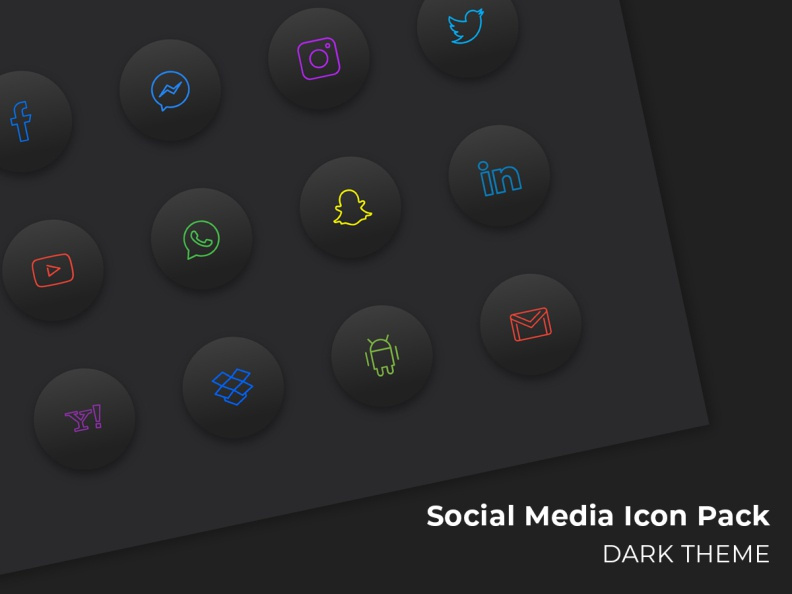 Social Media Icon Pack (Dark Theme)