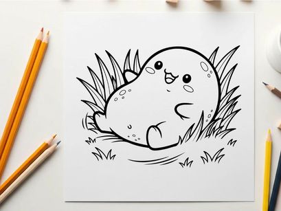 Cute snail with happy face in grass vector illustration