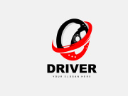 Car Steering Logo, Driver Vector