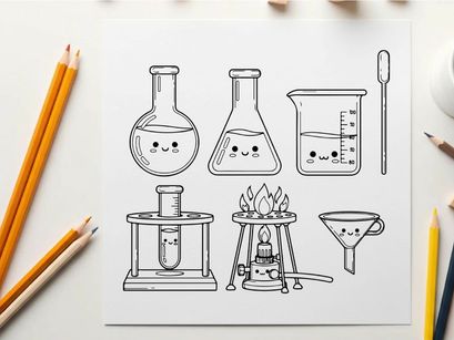 Cute lab equipment set vector illustration flat design