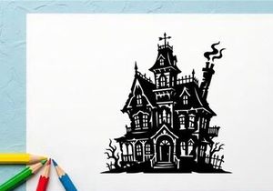 Haunted Victorian House with Chimney Smoke and Spooky Atmosphere