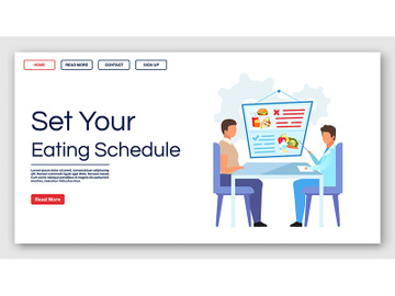 Setting eating schedule landing page vector template preview picture