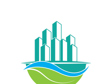 Modern City skyline illustration in flat design preview picture