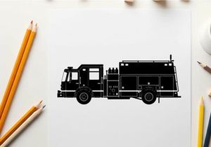 Silhouette of a fire truck vehicle emergency response