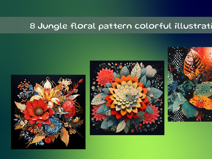 Jungle floral pattern colorful illustration