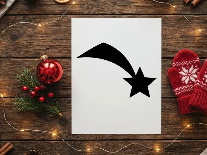 Black shooting star icon isolated on white background for Christmas and holiday design