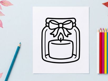 Candle in a glass jar icon. Decorative lantern illustration with a bow.