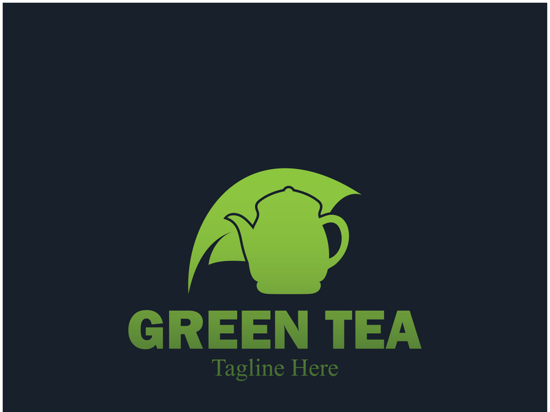 Tea cup logo vector design.Green tea vector logo template.