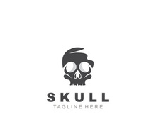 Skull skeleton logo vintage template idea on white background