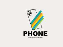 Smartphone Logo, Communication Electronics Vector, Modern Phone Design, For Company Brand Symbol