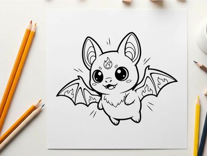 Cute angry bat creature flying vector illustration