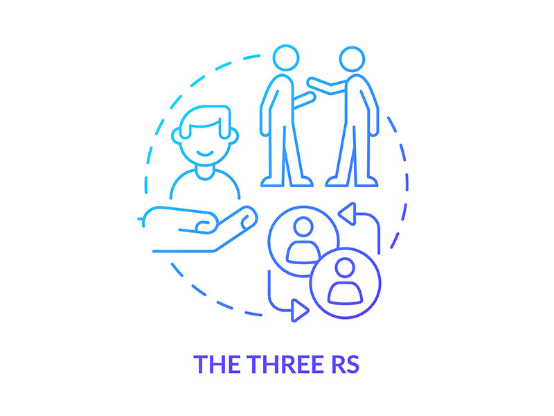 Three Rs blue gradient concept icon