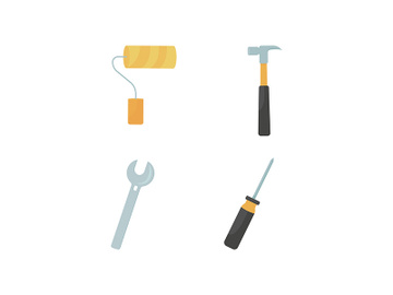 Home repairing tools flat color vector object set preview picture