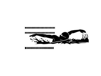 Silhouette of a swimmer in a pool swimming stroke silhouette
