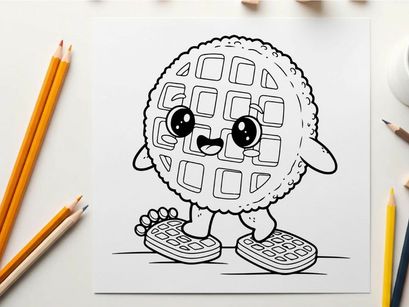 Cute waffle character walking vector illustration flat design