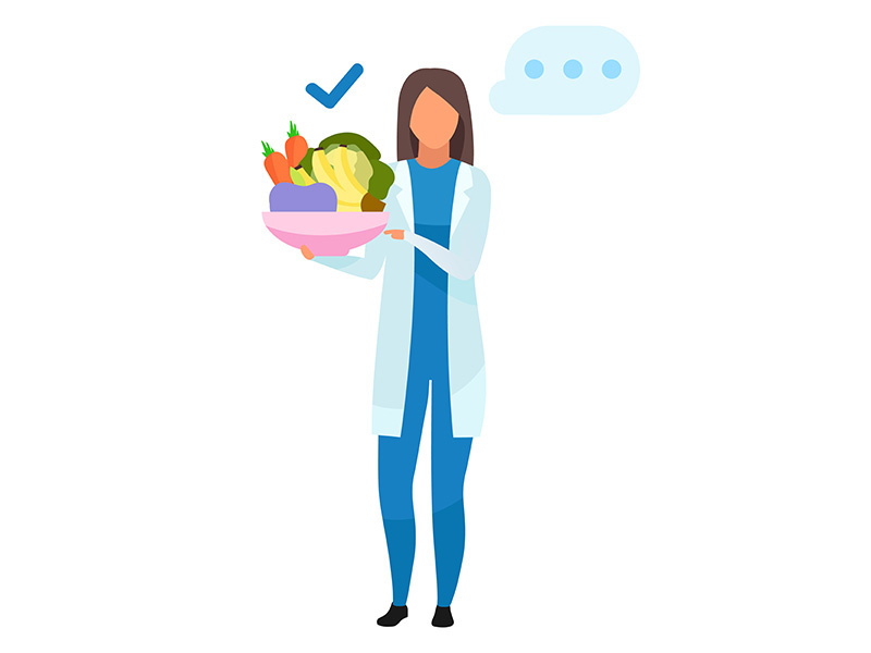Doctor with healthy food flat vector illustration