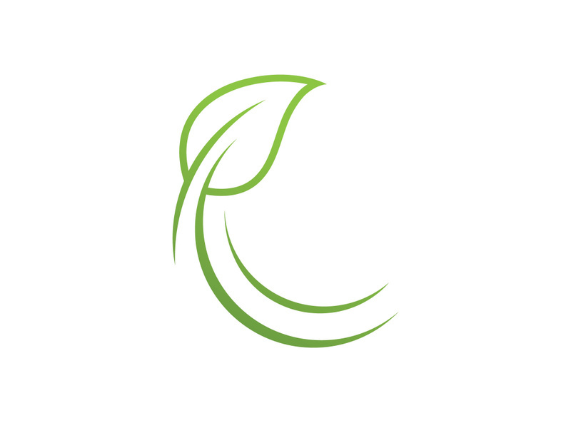 Green leaf  nature element vector logo design