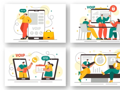 20 VOIP or Voice Over Internet Protocol Illustration