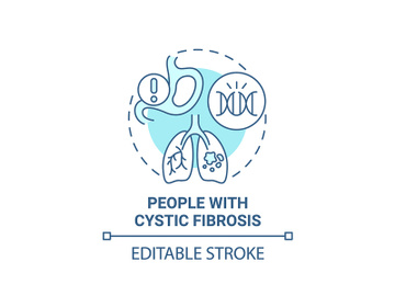 People with cystic fibrosis blue concept icon preview picture